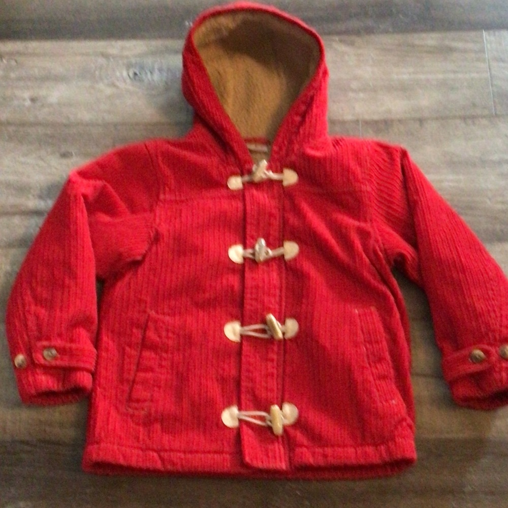 Hanna Andersson (Like New) Kids Red Toggle Corduroy Coat - Size 8